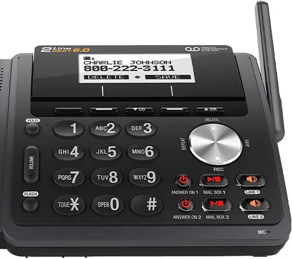Black 3 Handset Expandable Cordless Phone with Answering System D24019