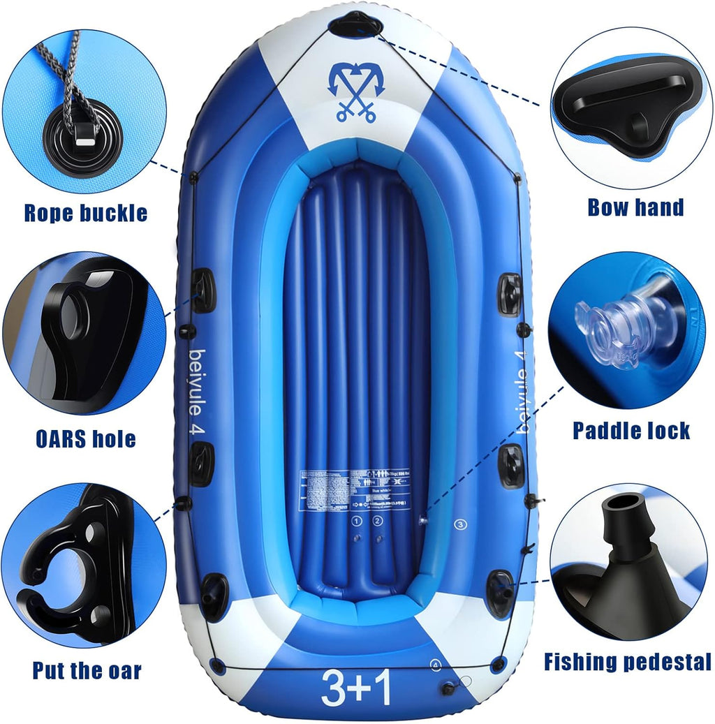 4 Person Inflatable Boat with Air Pump Rope Paddle Repair Patch U4720