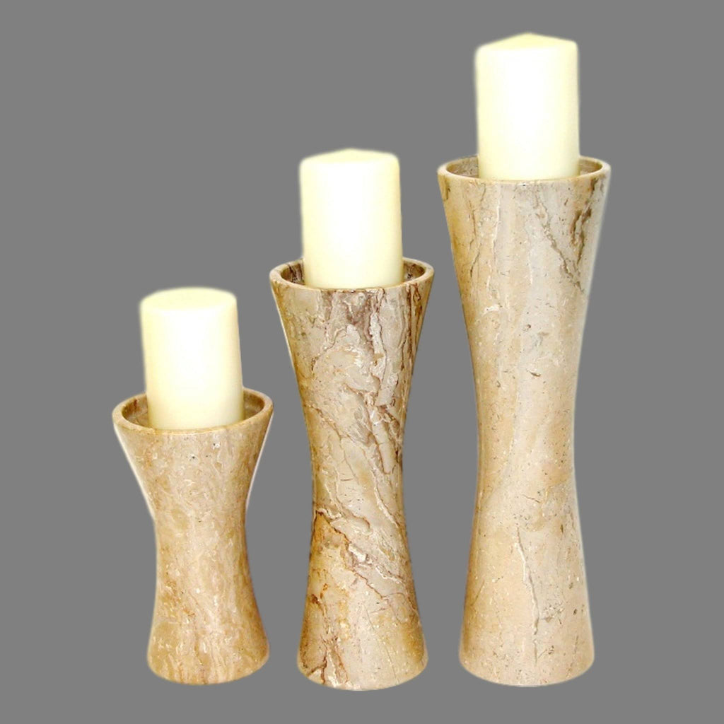 Sahara Beige Marble Candle Holder Set E978