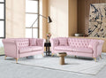 2-piece Velvet Upholstered Sofa with 4 Pillows and Metal Legs K772