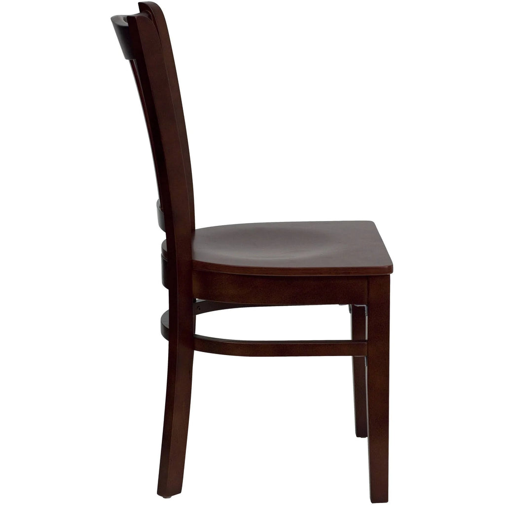 Brown Vertical Slat Back Restaurant Dining Chair Z954
