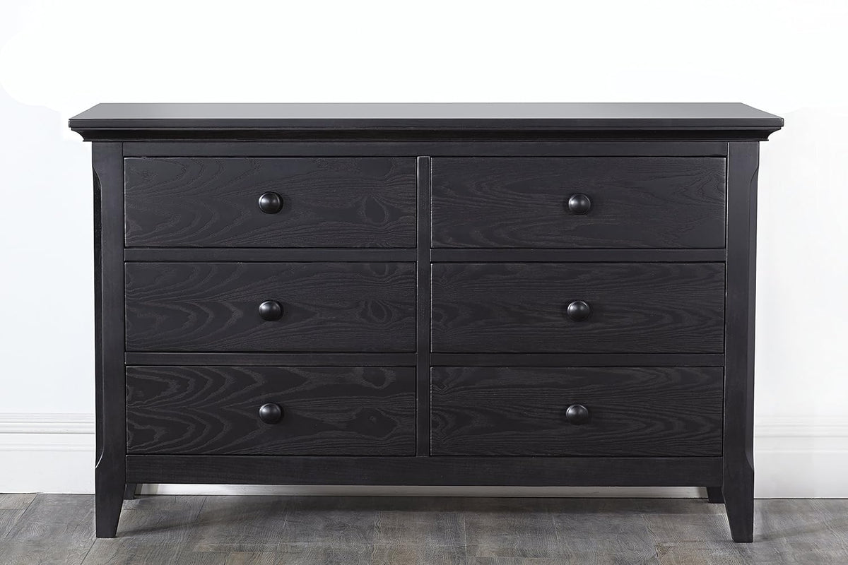 6 Drawer Double Dresser, Black D1401