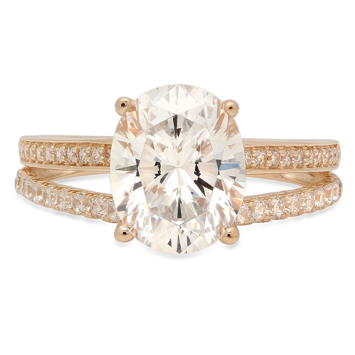 Oval Cut Genuine Cultured Diamond 18K Yellow Gold Engagement Ring size 8 F3027