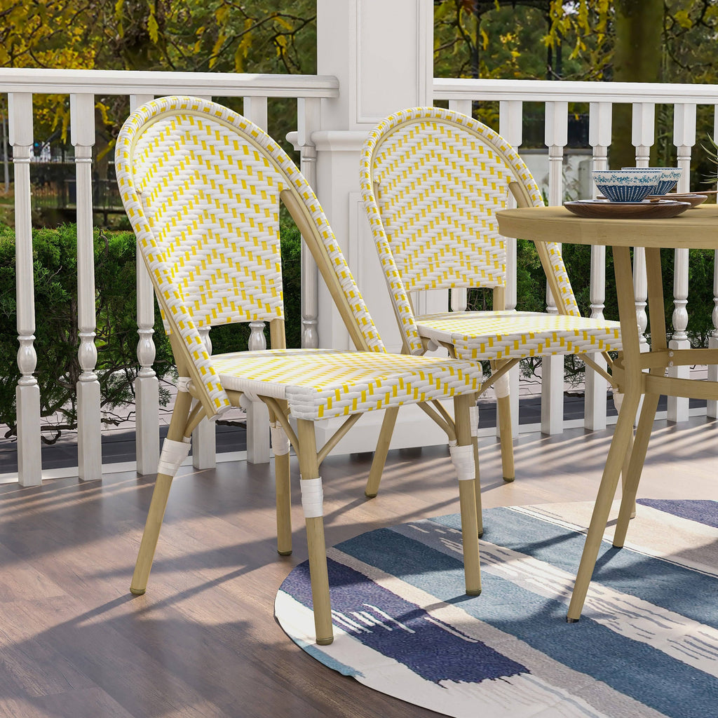 Natural Tone Patio Bistro Chairs (Set of 2) - Blue & White R16327