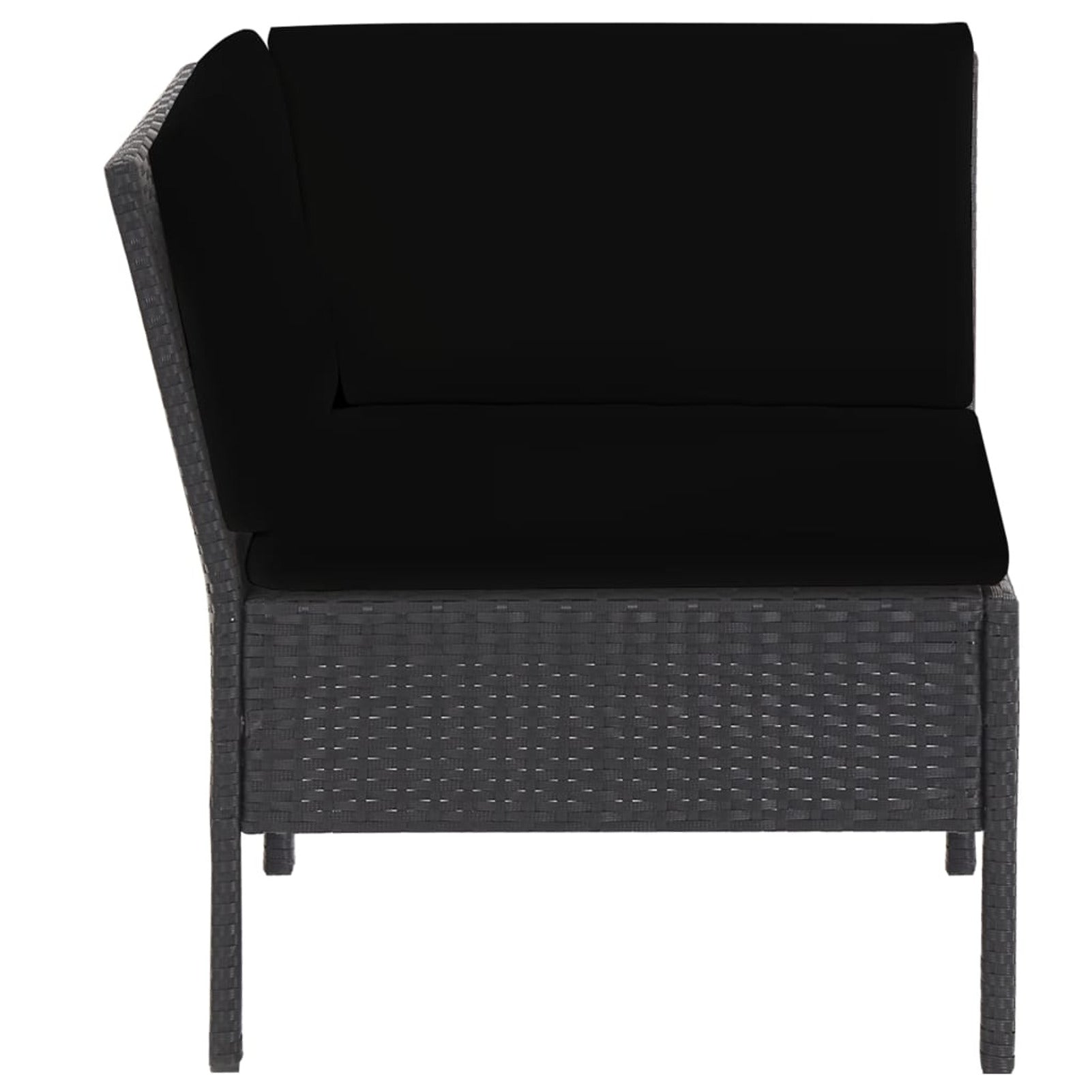 6 Piece Outdoor Conversation Set with 2 Corner 2 Middle Sofas Coffee Table Ottoman Black Poly Rattan Patio Sectional Set A66328