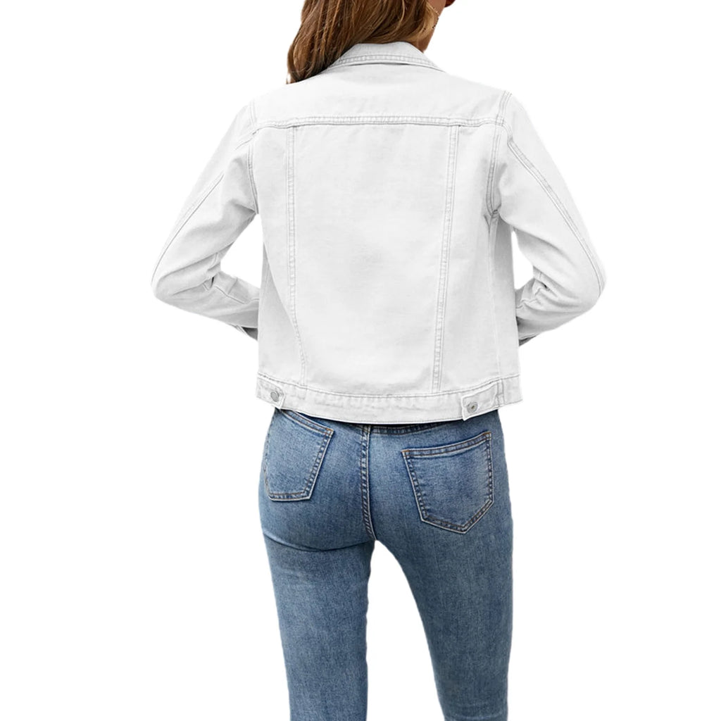 Women's Denim Jacket Long Sleeve Button Down Slim Fit Jean Cardigan J503
