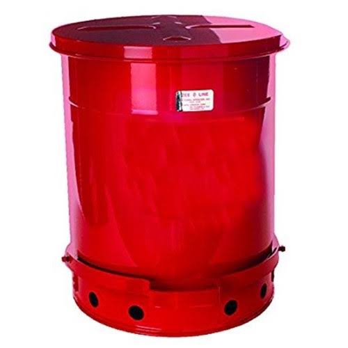 Red Powder Coat Foot Operated Oily Waste Can I776