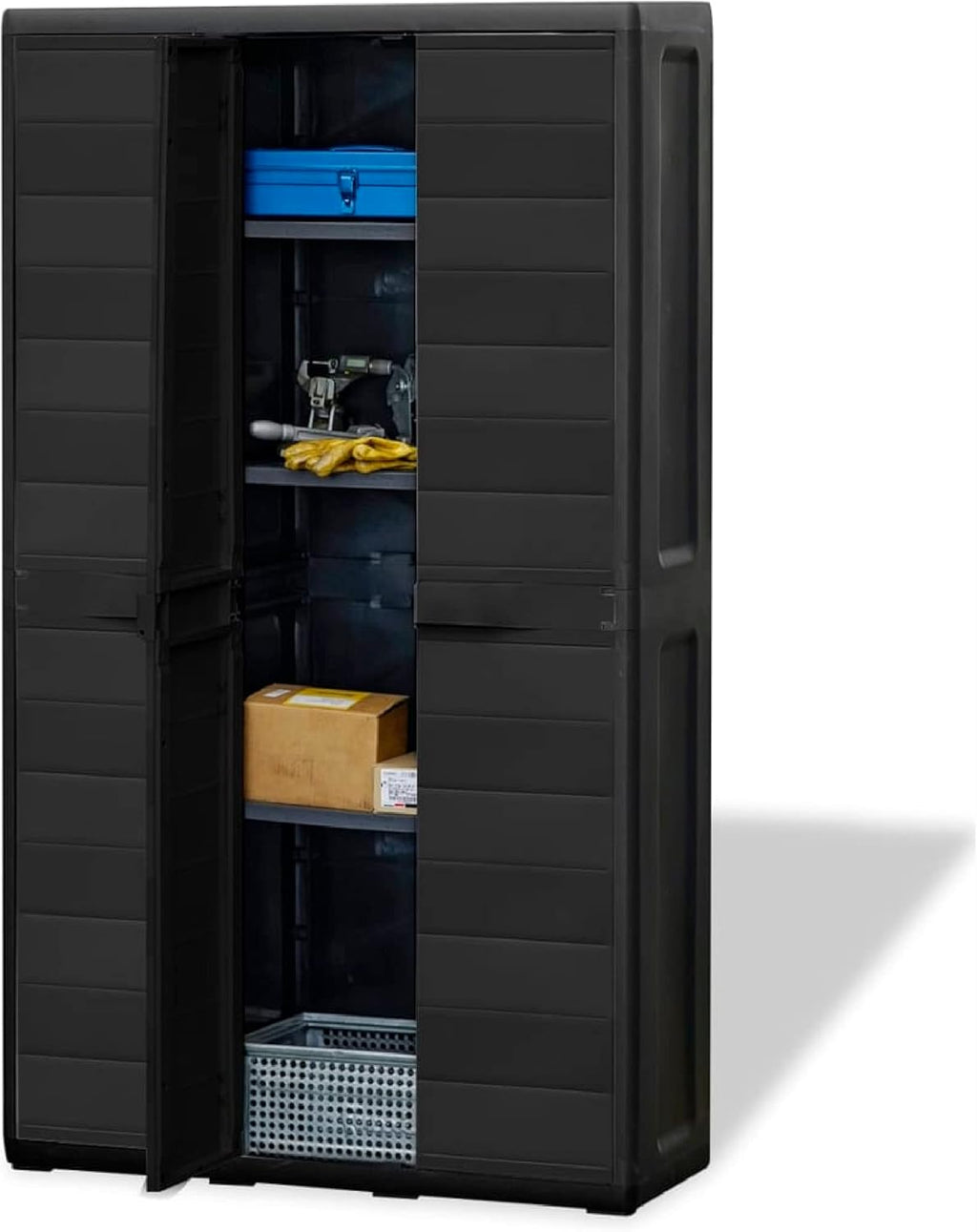 Black Garden Storage Cabinet with 4 Shelves R36848