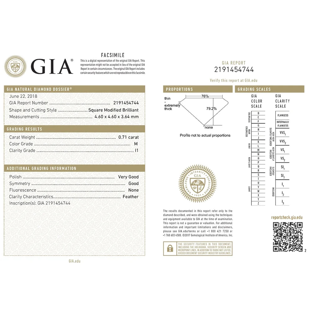 14K Gold Princess Solitaire Diamond Ring 0.75 Carat D209