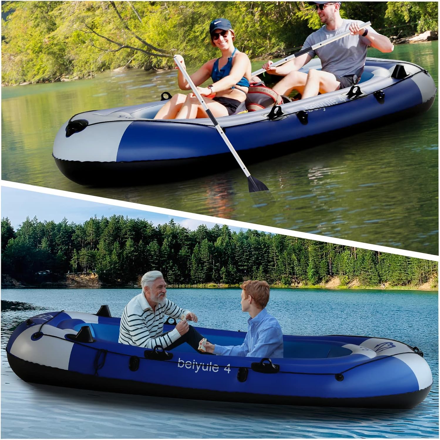 4 Person Inflatable Boat with Air Pump Rope Paddle Repair Patch U4720