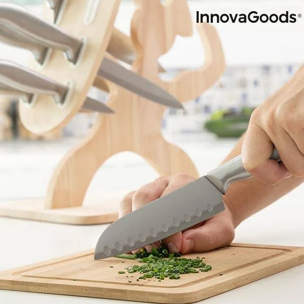 7 Pieces Knife Set with Wooden Base R356