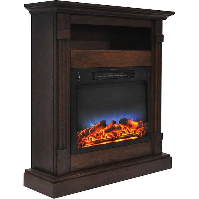 Electric Fireplace Heater with White Mantel and Remote Control G175