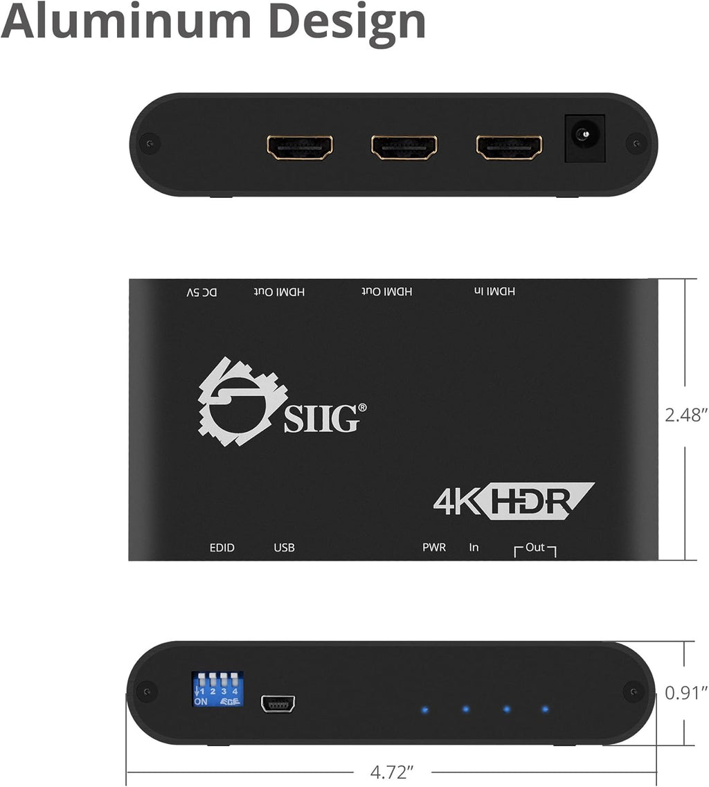 4K 1x2 HDMI Splitter with EDID Management M680