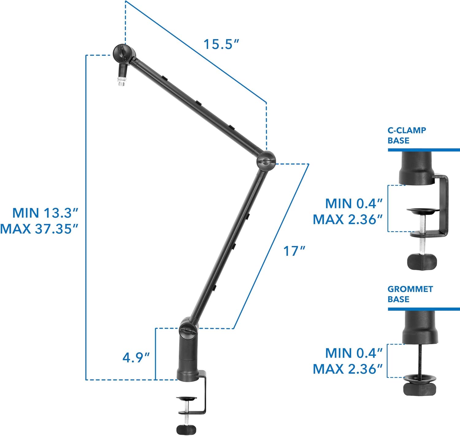 Adjustable Microphone Boom Arm with Cable Management, Pack of 2 G583516