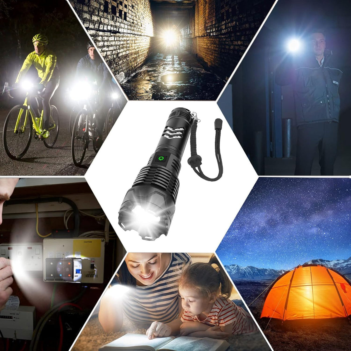 Rechargeable LED Tactical Flashlight, 120000 Lumen, Type-C Fast Charge, IPX6 Waterproof C719