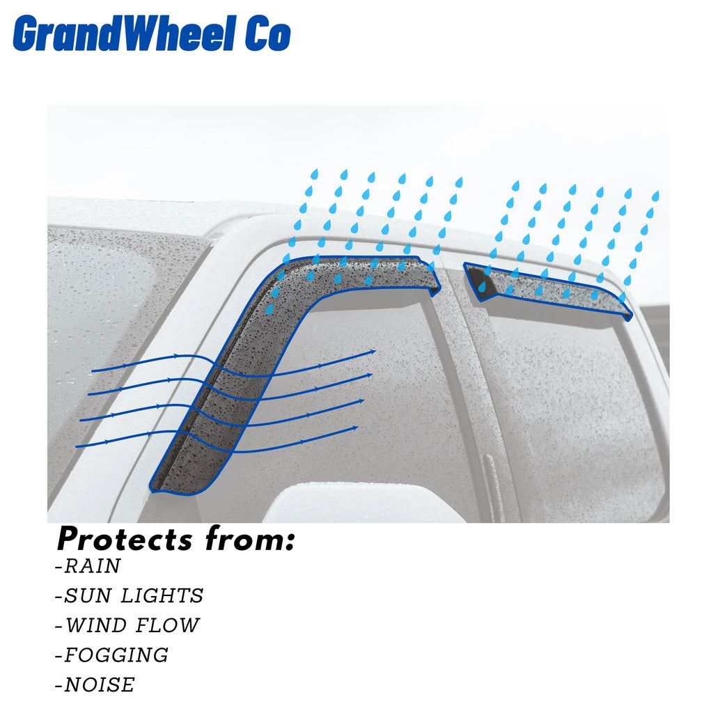Smoke Tinted Tape-On Side Window Vent Visor Deflectors Rain Guards 4pcs F624