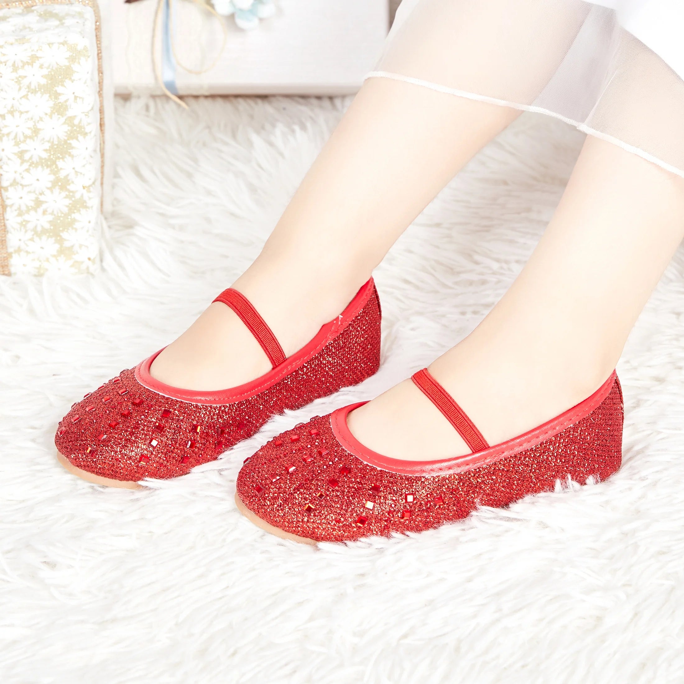 Girls Mary Jane Ballerina Flats Size 9 Slip-on Shoes T9306