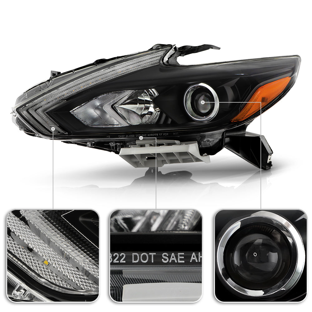Black LED SwitchBack Tube Projector Headlights J842