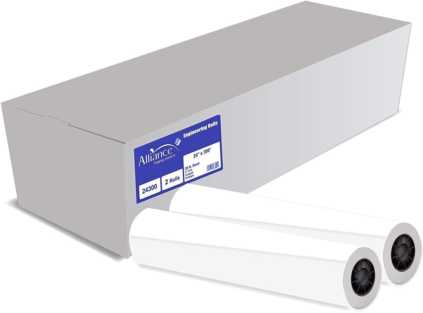 24" x 300' CAD Bond Paper Rolls (20lb, 2 Rolls, 2" Core) M757679