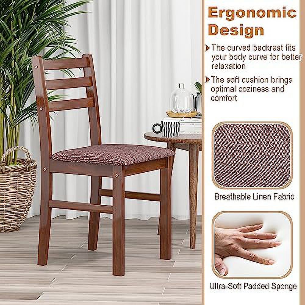 Walnut Wooden Dining Chairs Set of 2 with Padded Seat Q97161