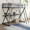 Black Twin Metal Loft Bed with Built-in Desk B57693