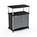 Black Glass Wood TV Stand G325