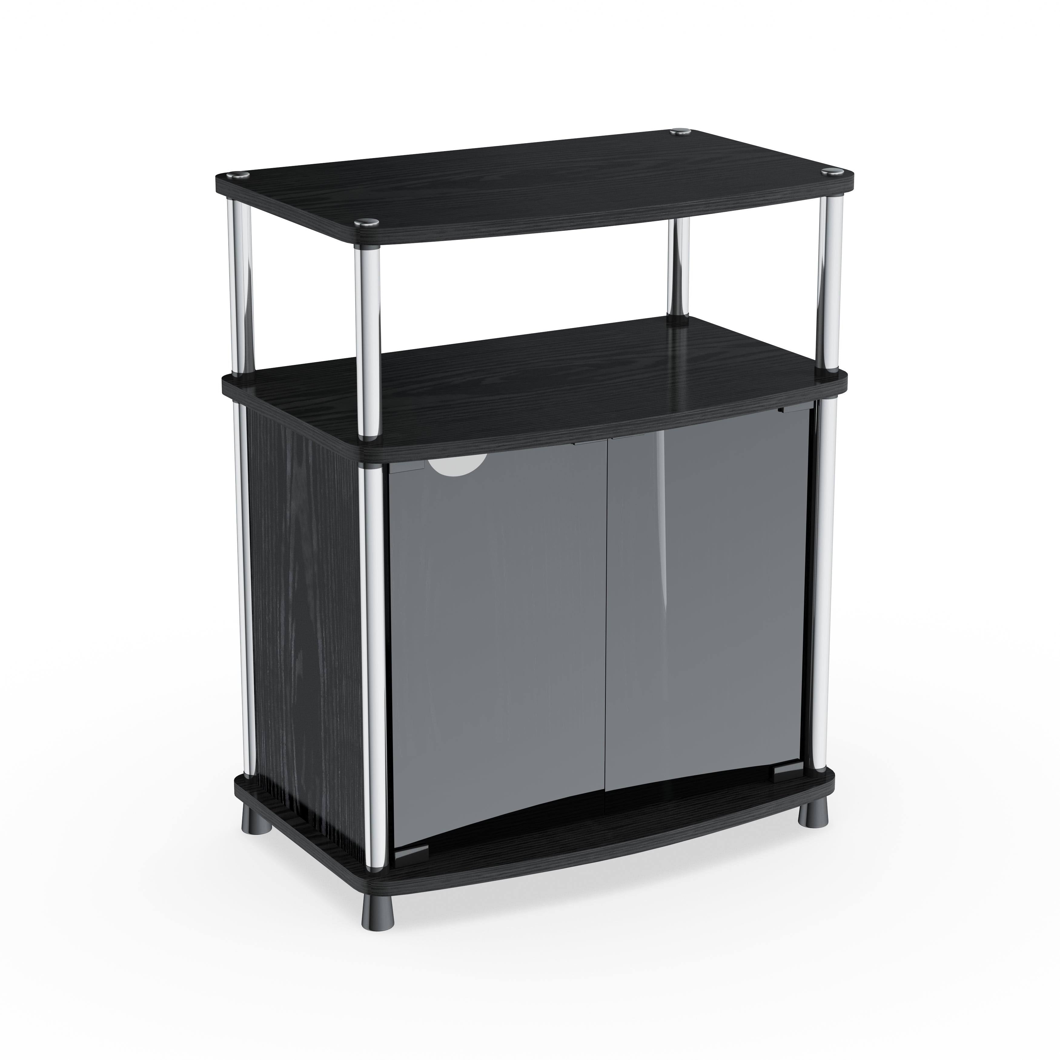 Black Glass Wood TV Stand G325