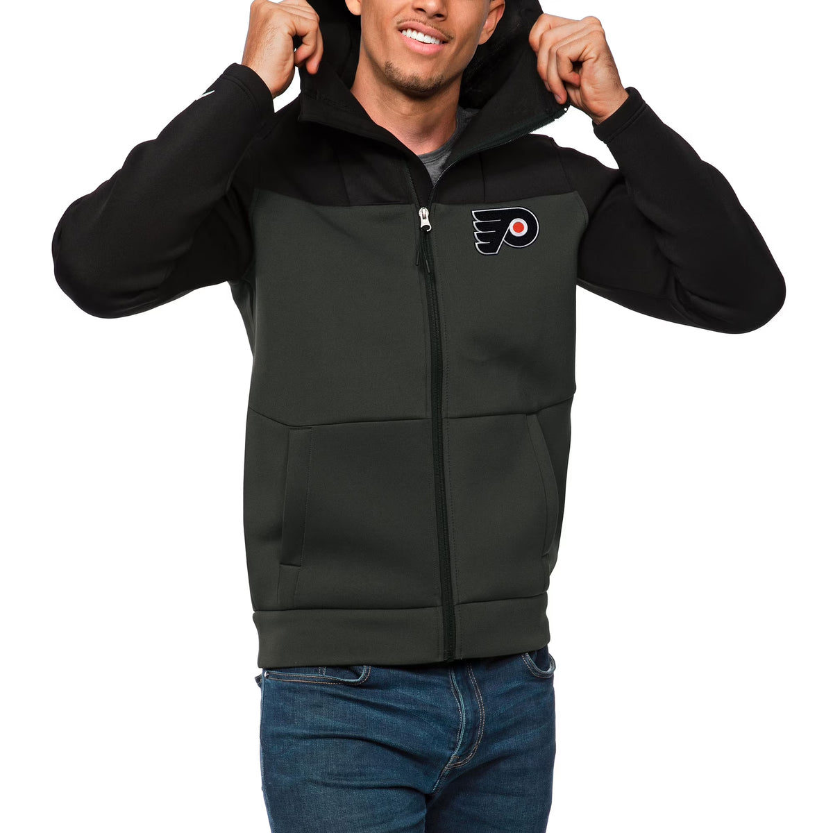 Black/Charcoal Full-Zip Hoodie O162080