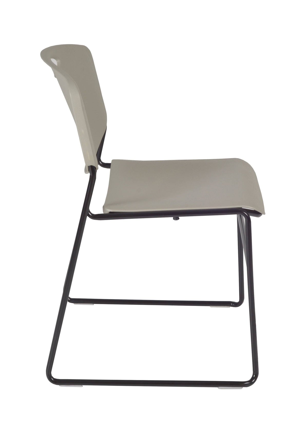 Beige Square Breakroom Table with 4 Grey Stack Chairs D2857