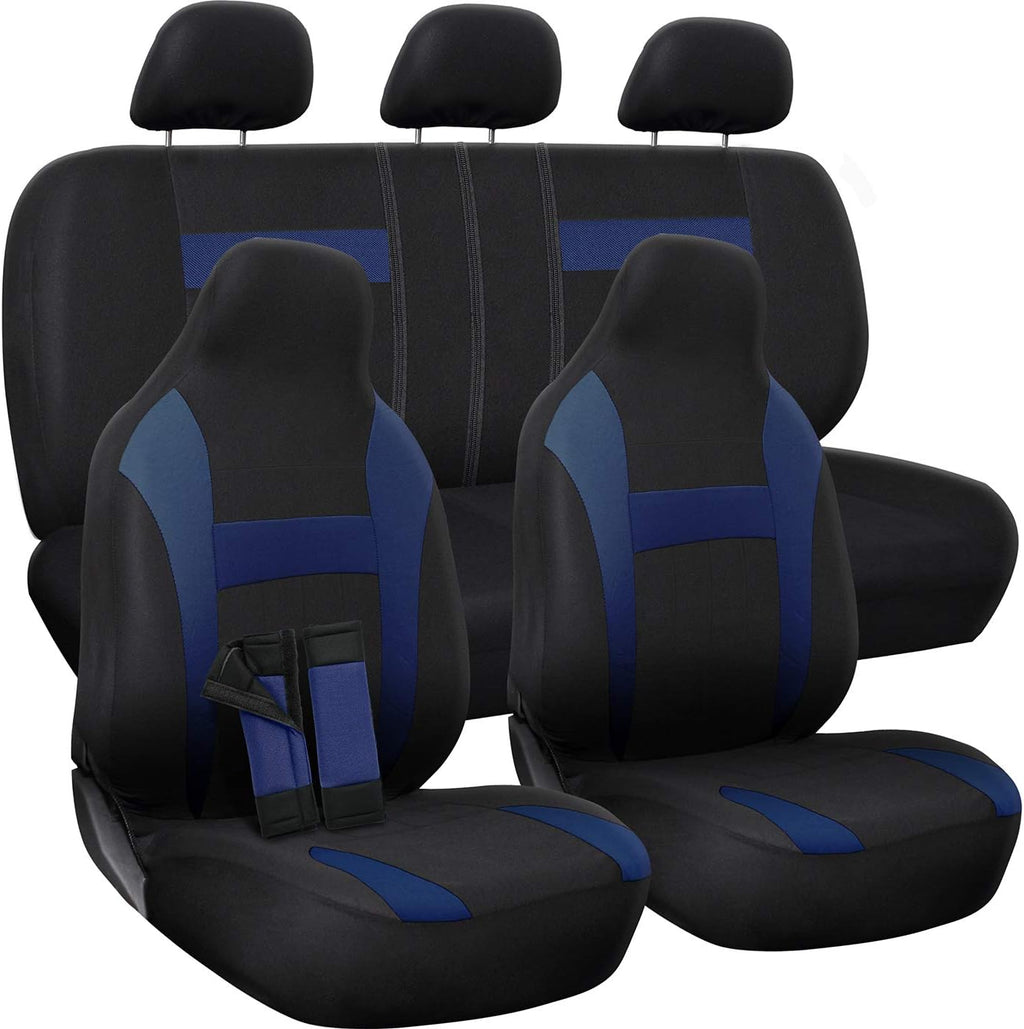PU Leather Solid Beige Car Seat Cover, 10 pc Full Set Pack of 2 F42339