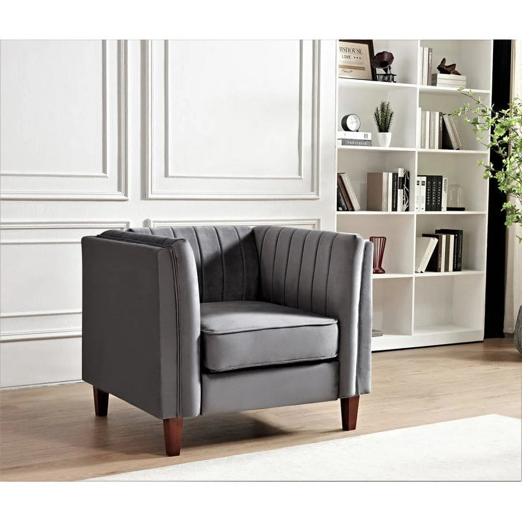 Tufted Velvet 3PCS Chair Loveseat Sofa Set O2819