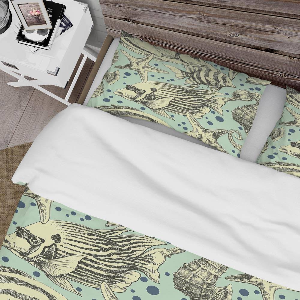 Twin Coastal Bedding Set with Duvet Cover and Sham S9485
