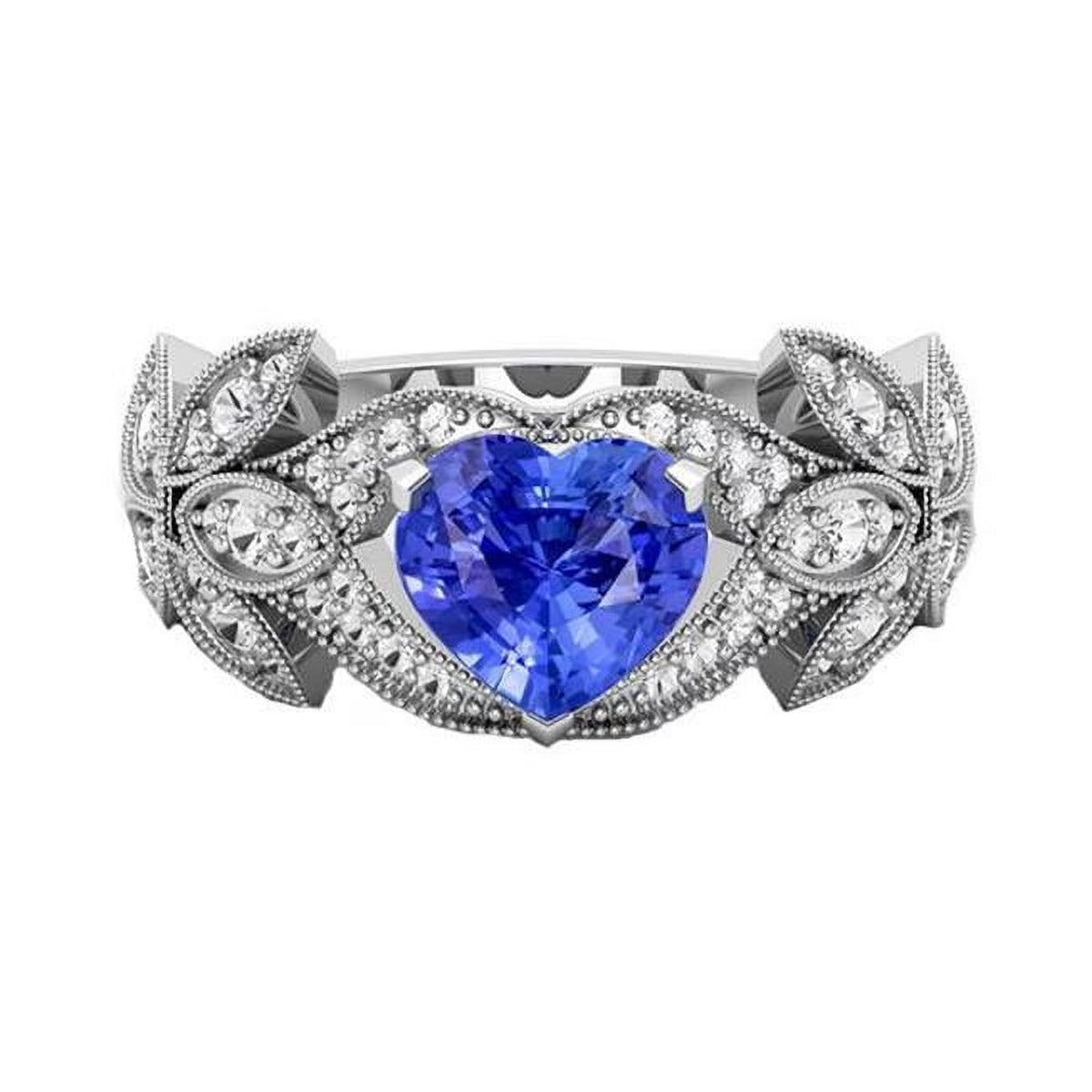2.50 CT Diamond Heart Blue Sapphire Ring U75400