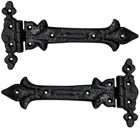 Antique Cast Iron Strap T Hinge, 7.9" x 2 Pack, Rust Living Finish K6088