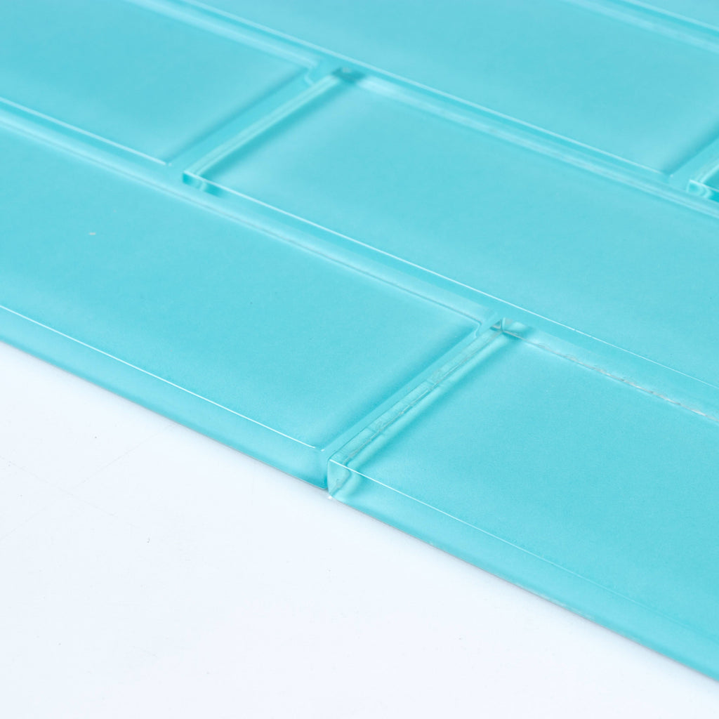 Aqua Blue Glass Mosaic Subway Tile 5 sqft B207708