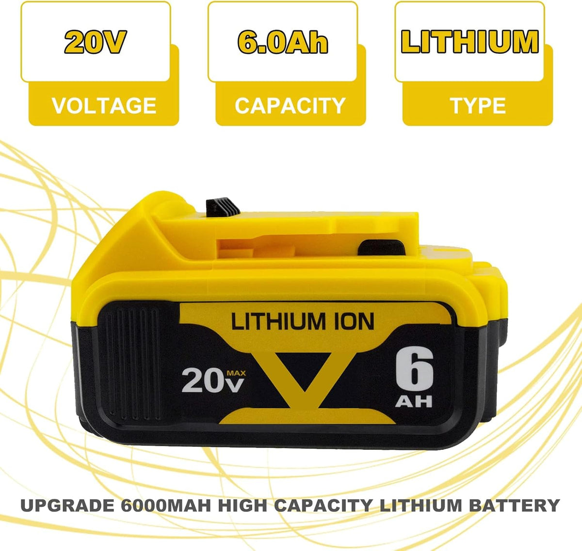 2 Pack 20V 6.0Ah Lithium Replacement Battery Q767
