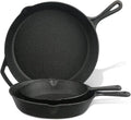 Cast Iron Skillet 3-Pack Set (8, 10, 12) Pre-Seasoned Cookware V686675