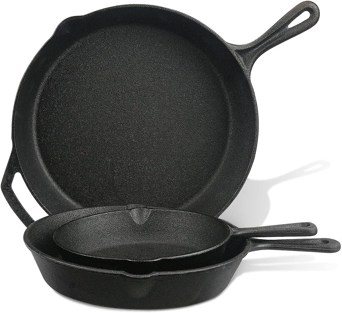 Cast Iron Skillet 3-Pack Set (8, 10, 12) Pre-Seasoned Cookware V686675