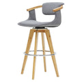 26" Fabric Bamboo Counter Stool in Gray/Natural X562189