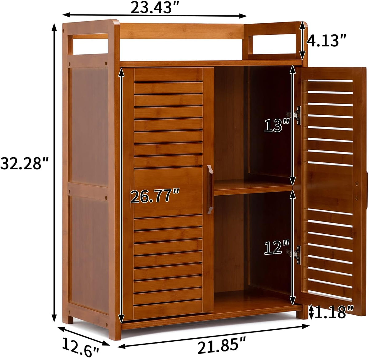 Bamboo 2 Door Storage Cabinet, Antique Brown V518705