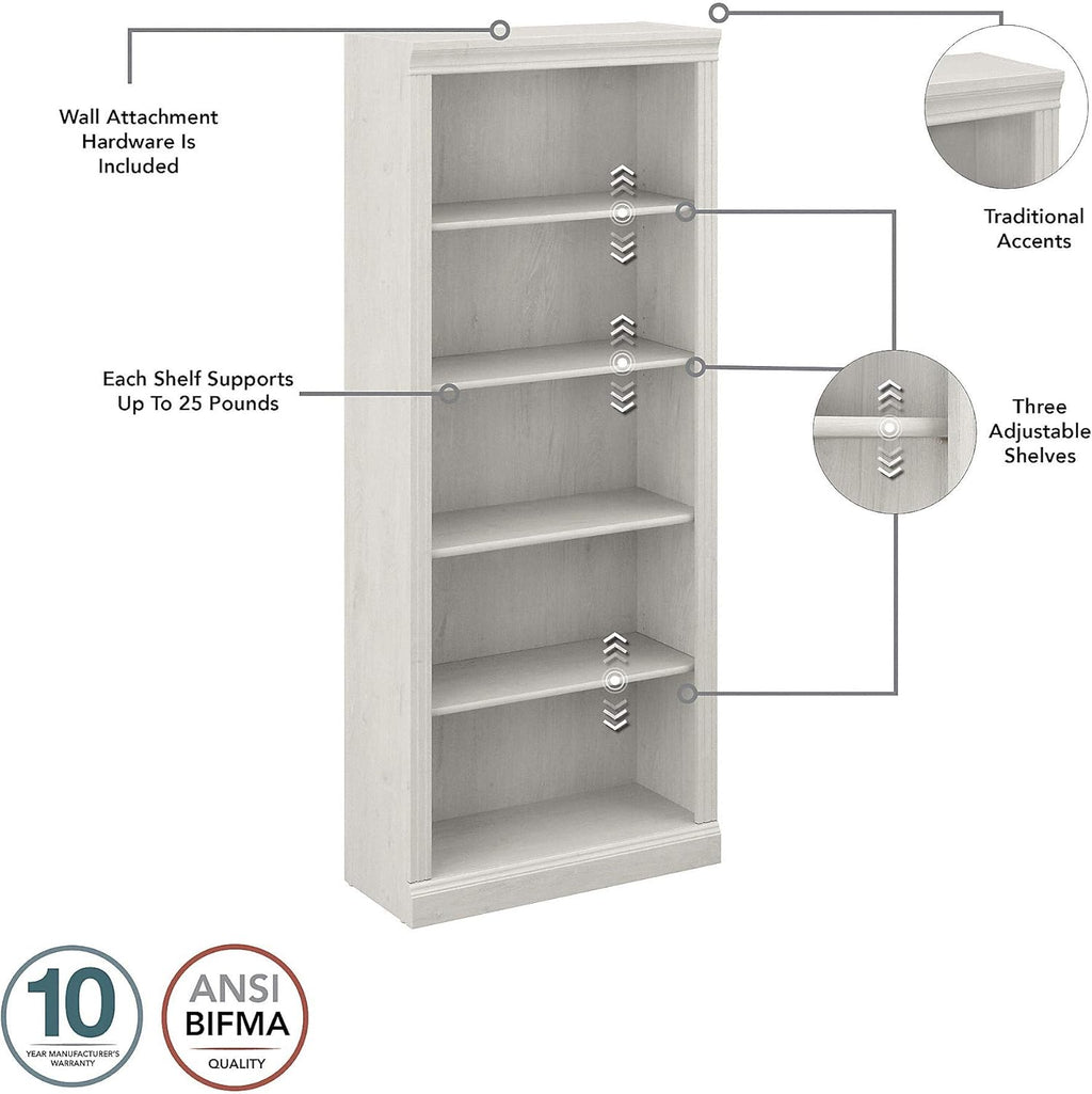 Linen White Oak 5 Shelf Bookcase Q968133
