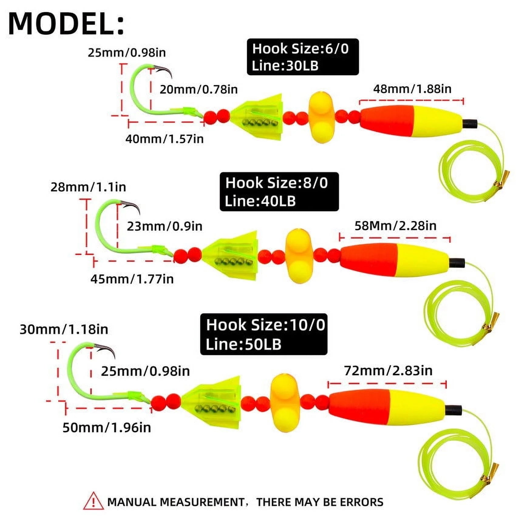5pcs Catfish Rigs Fishing Tackle with Floats, Rattler Beads, Snap Hooks P866