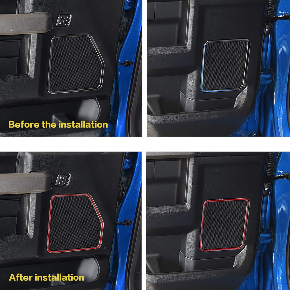 Red Carbon Fiber Door Loudspeaker Frame Trim Cover 4PCS H665