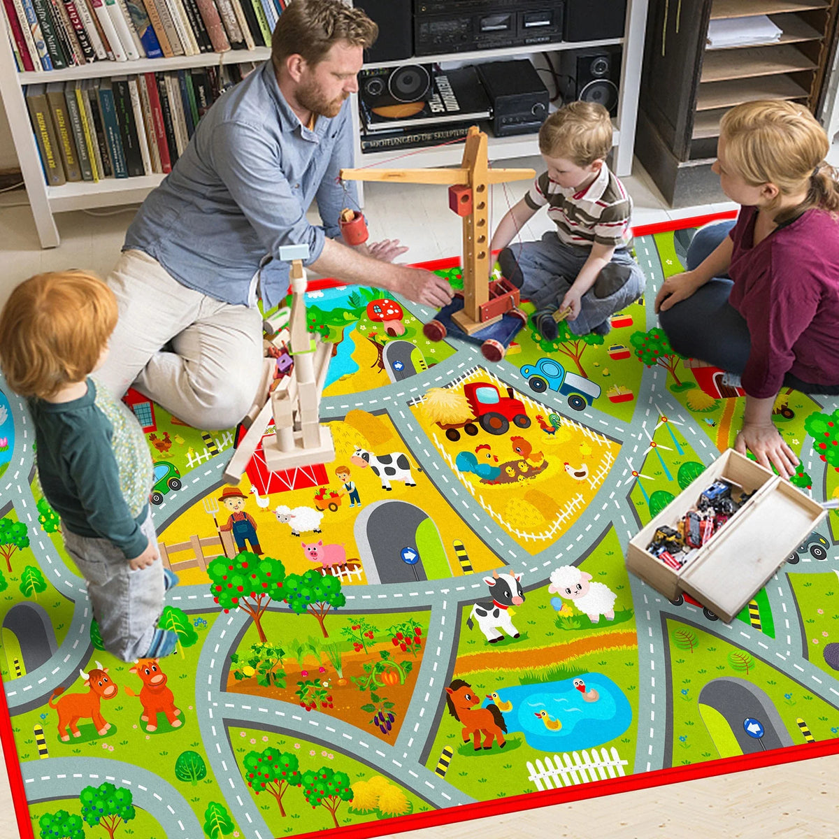 Farm Rug Play Mat with 4 Toy Cars W691303