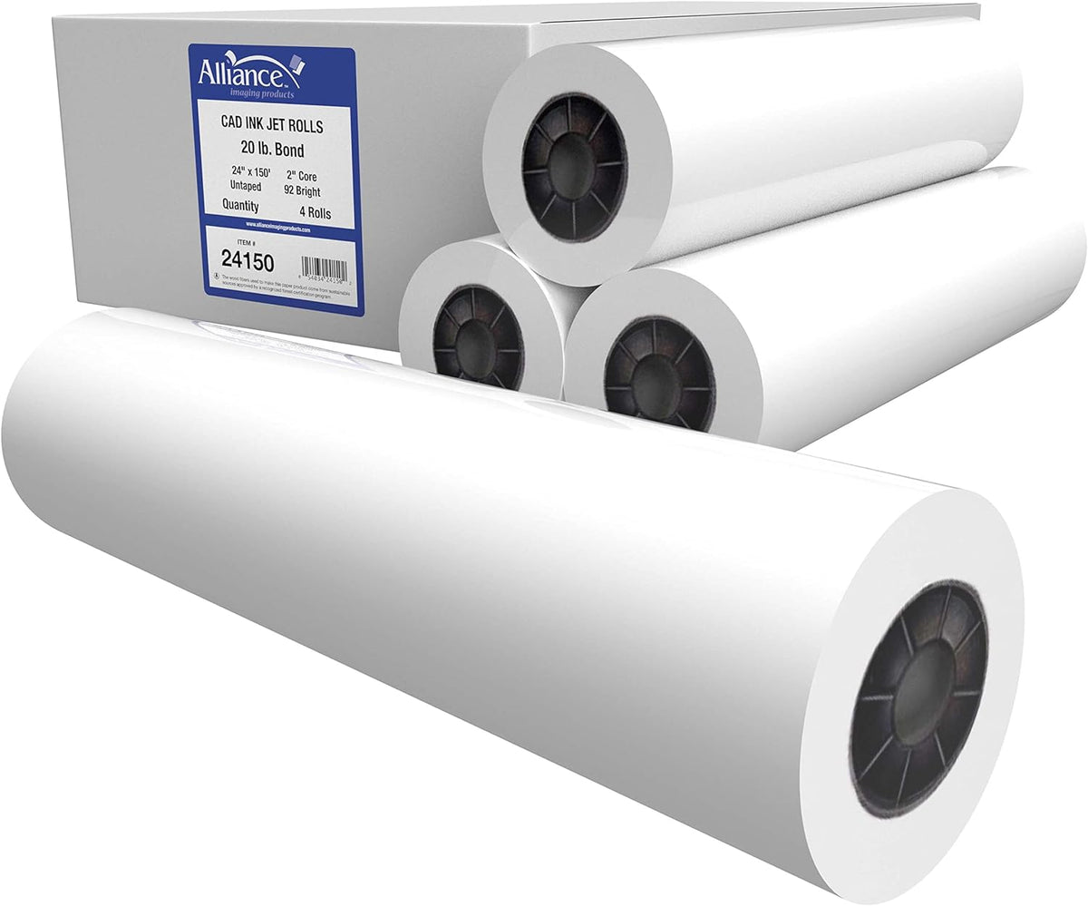 24" x 300' CAD Bond Paper Rolls (20lb, 2 Rolls, 2" Core) M757679