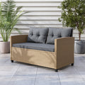 Compact Wicker Pillow Back Outdoor Loveseat J2310