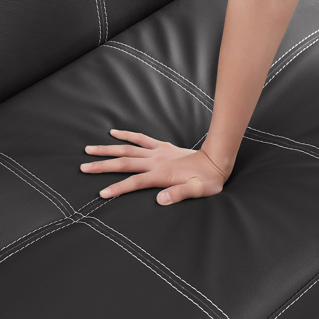 Black PU Convertible Sofa Bed O79738
