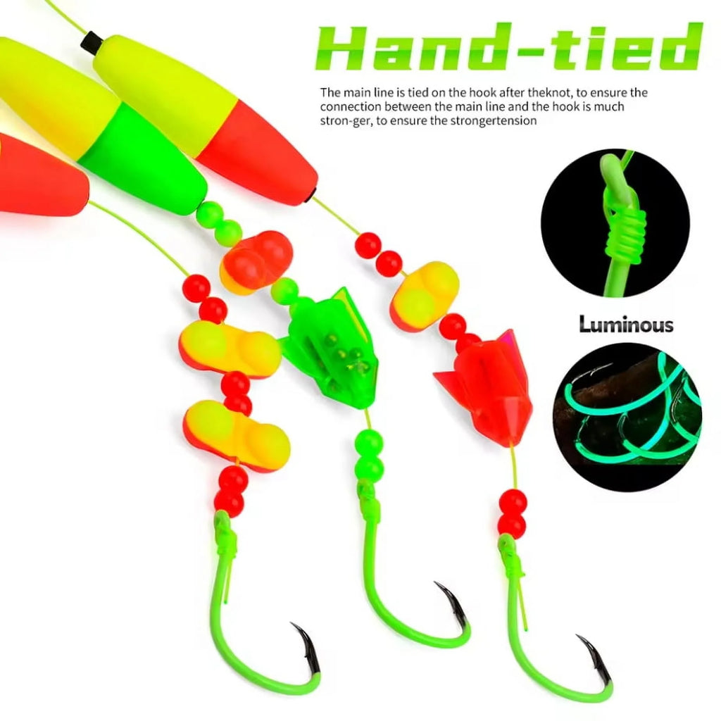 5pcs Catfish Rigs Fishing Tackle with Floats, Rattler Beads, Snap Hooks P866