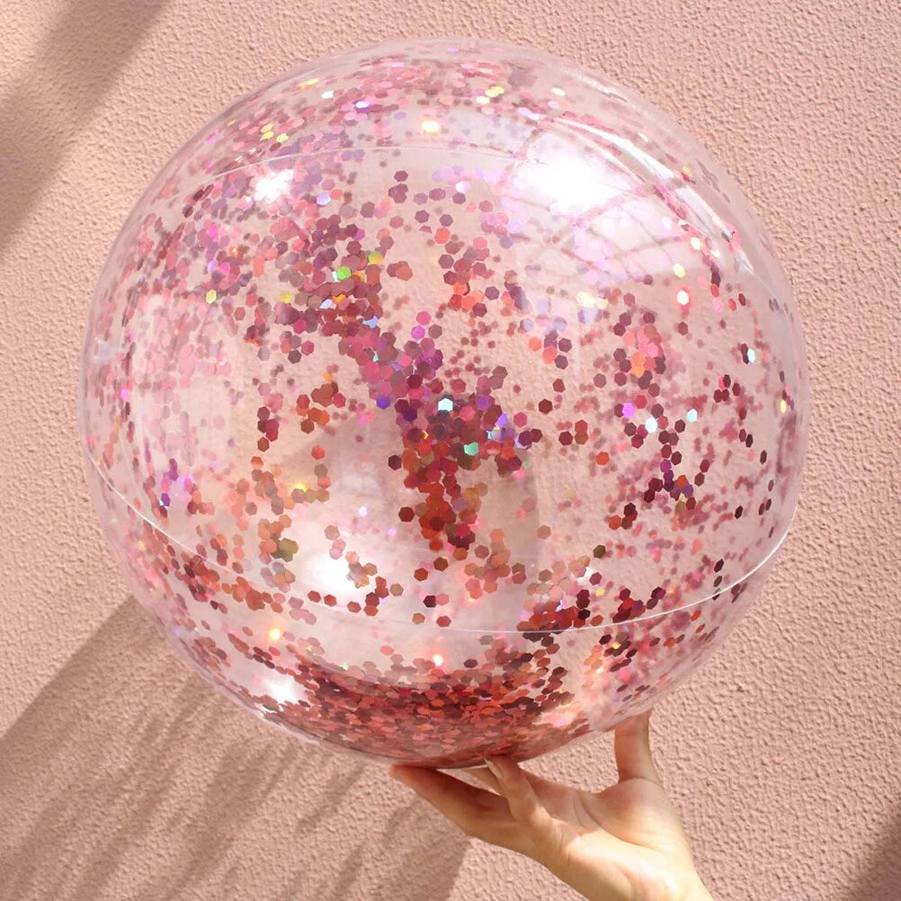 2pcs Glitter Sequin Beach Balls Inflatable Ball Toys with Pumps R947