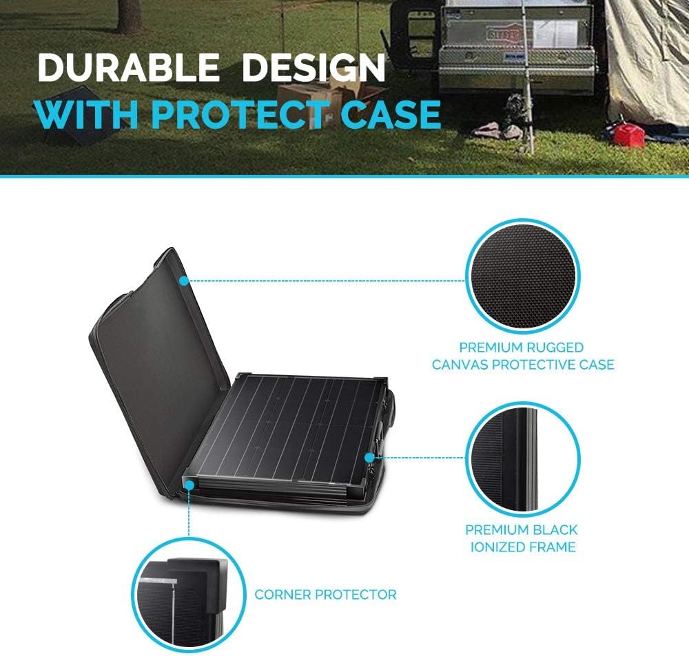 100 Watt 12 Volt Monocrystalline Portable Foldable Solar Panel Suitcase with Waterproof 20A Charger Controller R5515